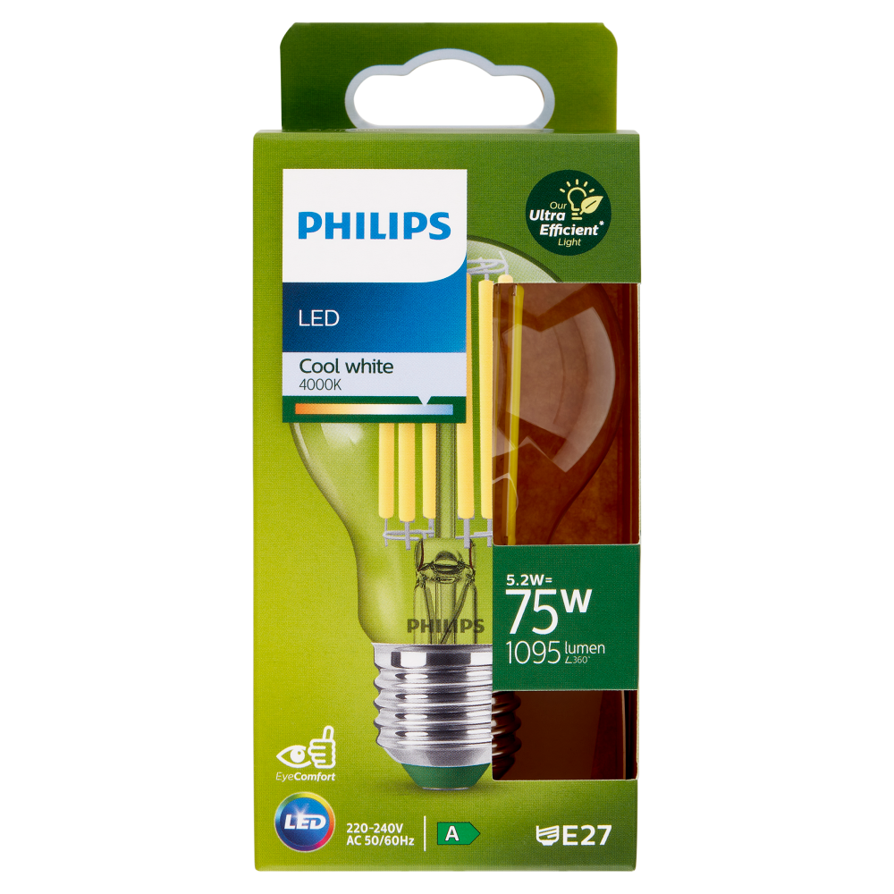 Philips Led Goccia Vetro Filamento 75W E27 4000K 