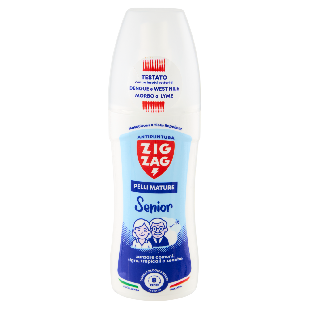 Zig Zag Antipuntura Pelli Mature Senior zanzare comuni, tigre, tropicali e zecche 100 ml