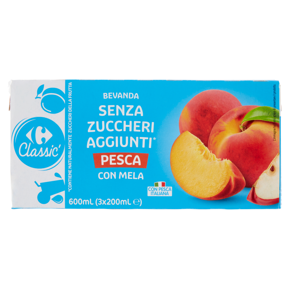 Carrefour Classic Bevanda Senza Zuccheri Aggiunti* Pesca con Mela 3 x 200 ml