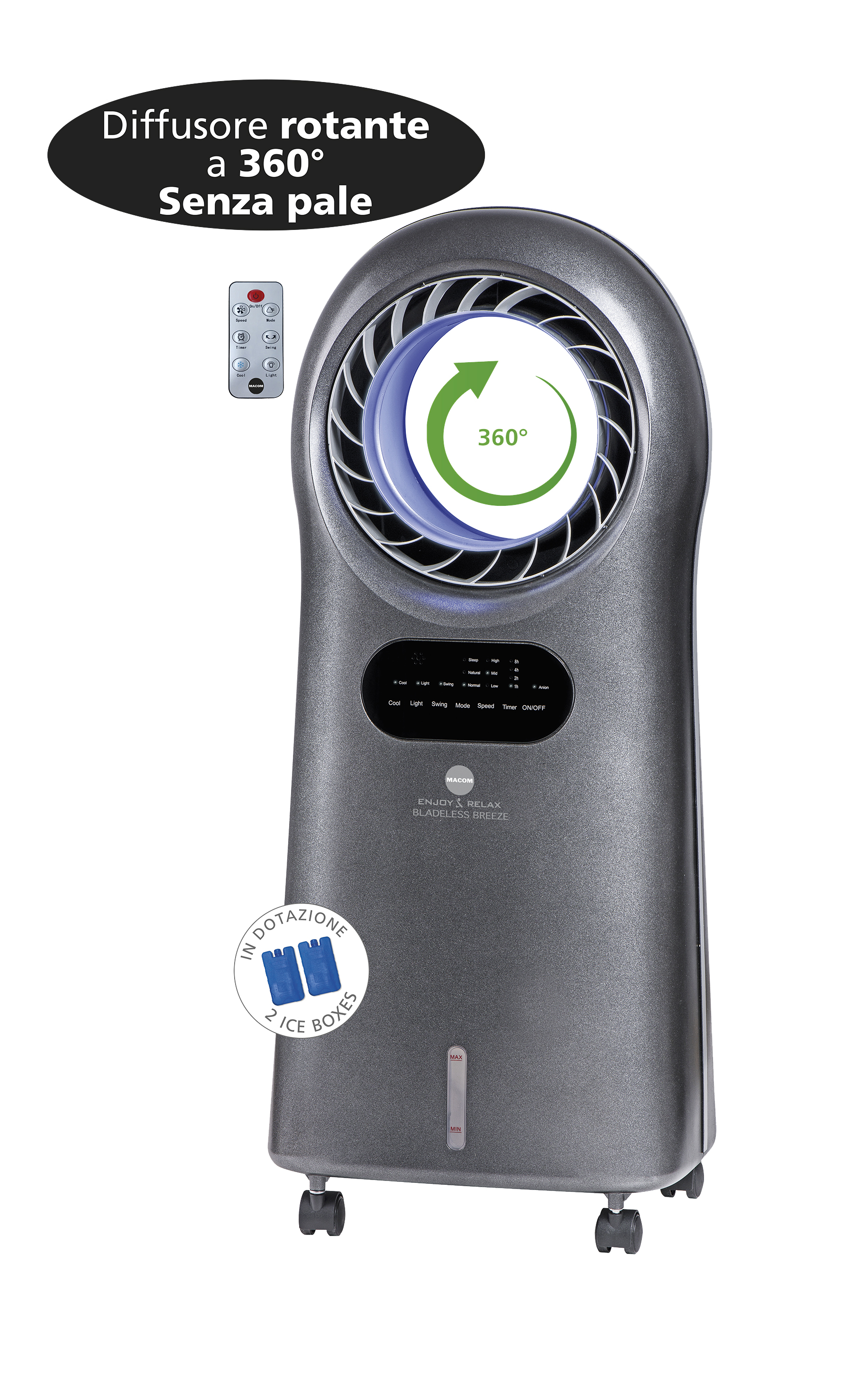 Macom Enjoy & Relax Bladeless Breeze Raffrescatore evaporativo