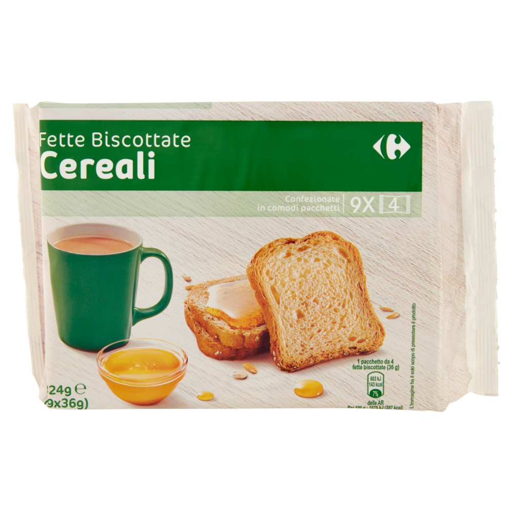 Carrefour Fette Biscottate Cereali 9 x 36 g