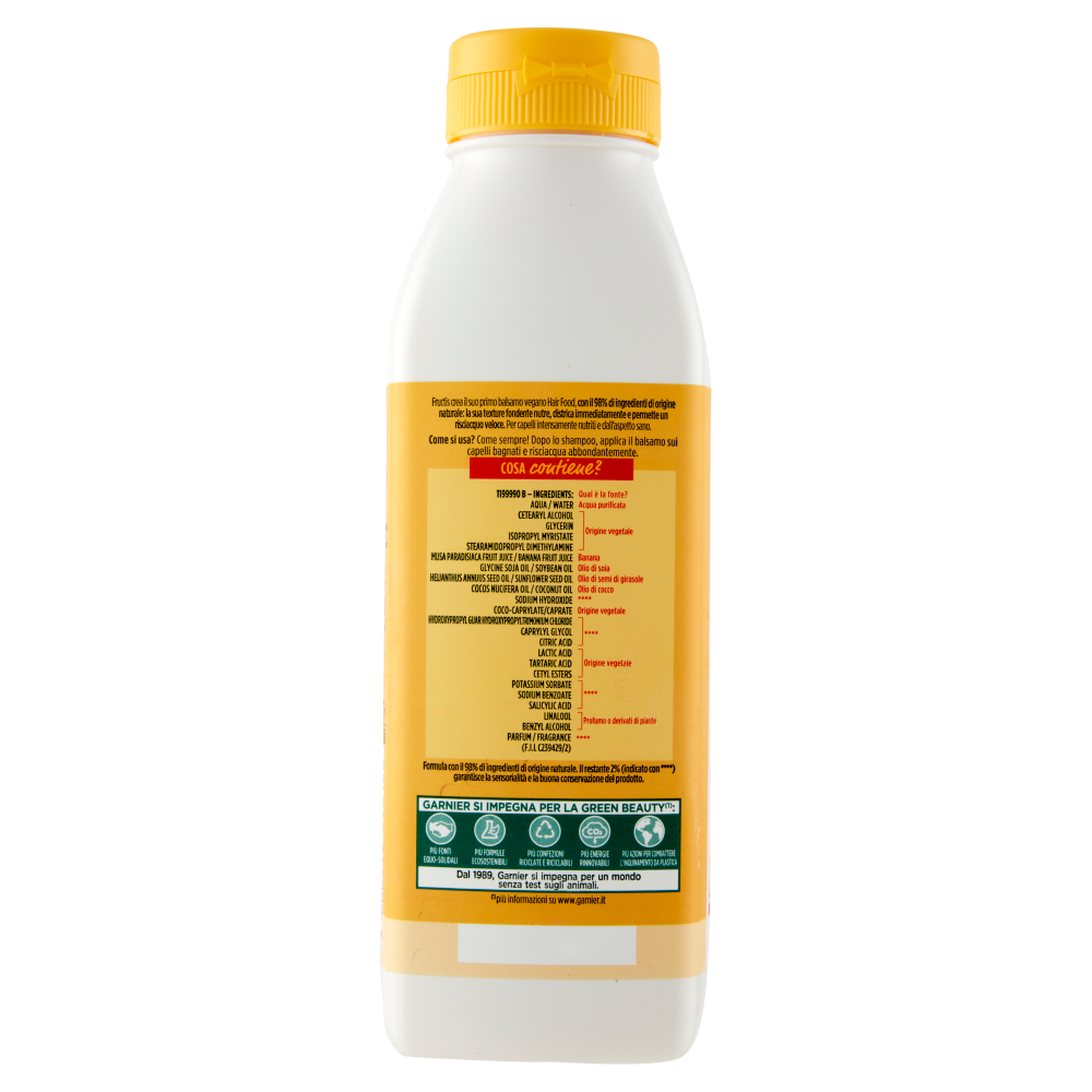 Garnier Balsamo Nutriente Fructis Hair Food, Balsamo alla banana per capelli secchi, 350 ml