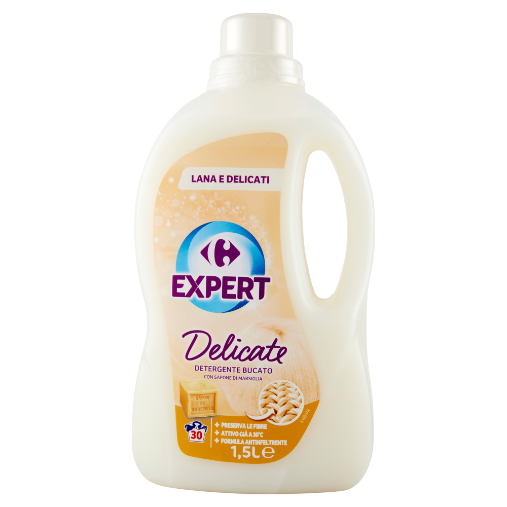 Carrefour Expert Delicate Detergente Bucato con Sapone di Marsiglia 1,5 L