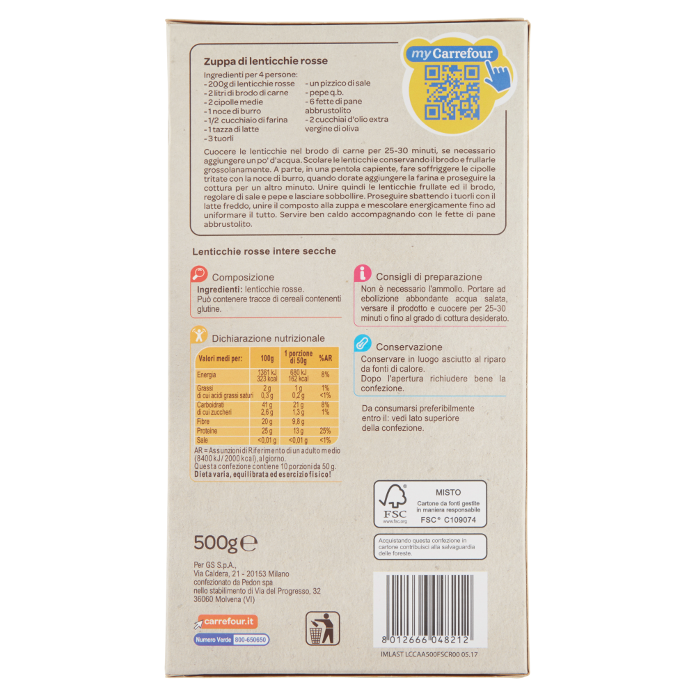 Carrefour Lenticchie rosse 500 g