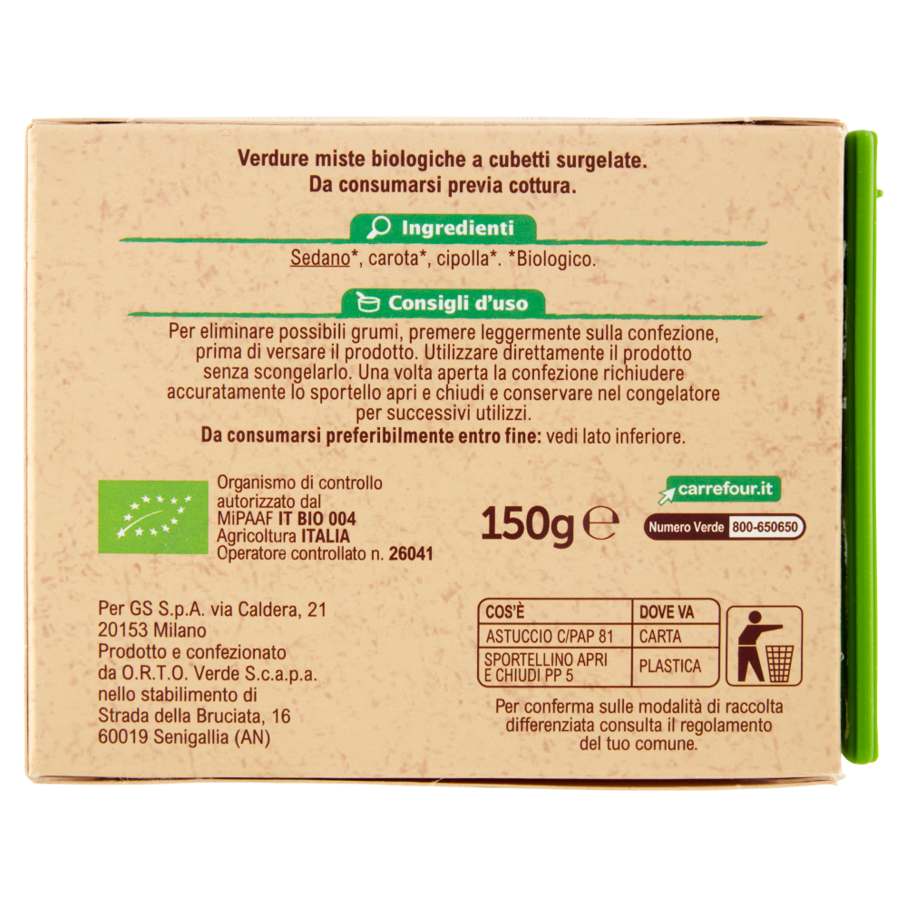 Carrefour Bio Misto per soffritto surgelato 150 g