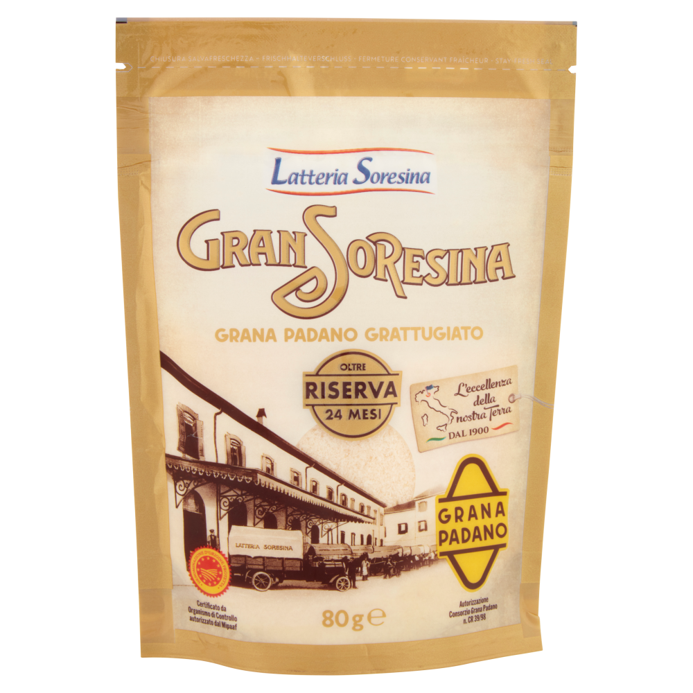 Gran Soresina Grana Padano DOP Grattugiato Riserva Oltre 24 Mesi 80 g