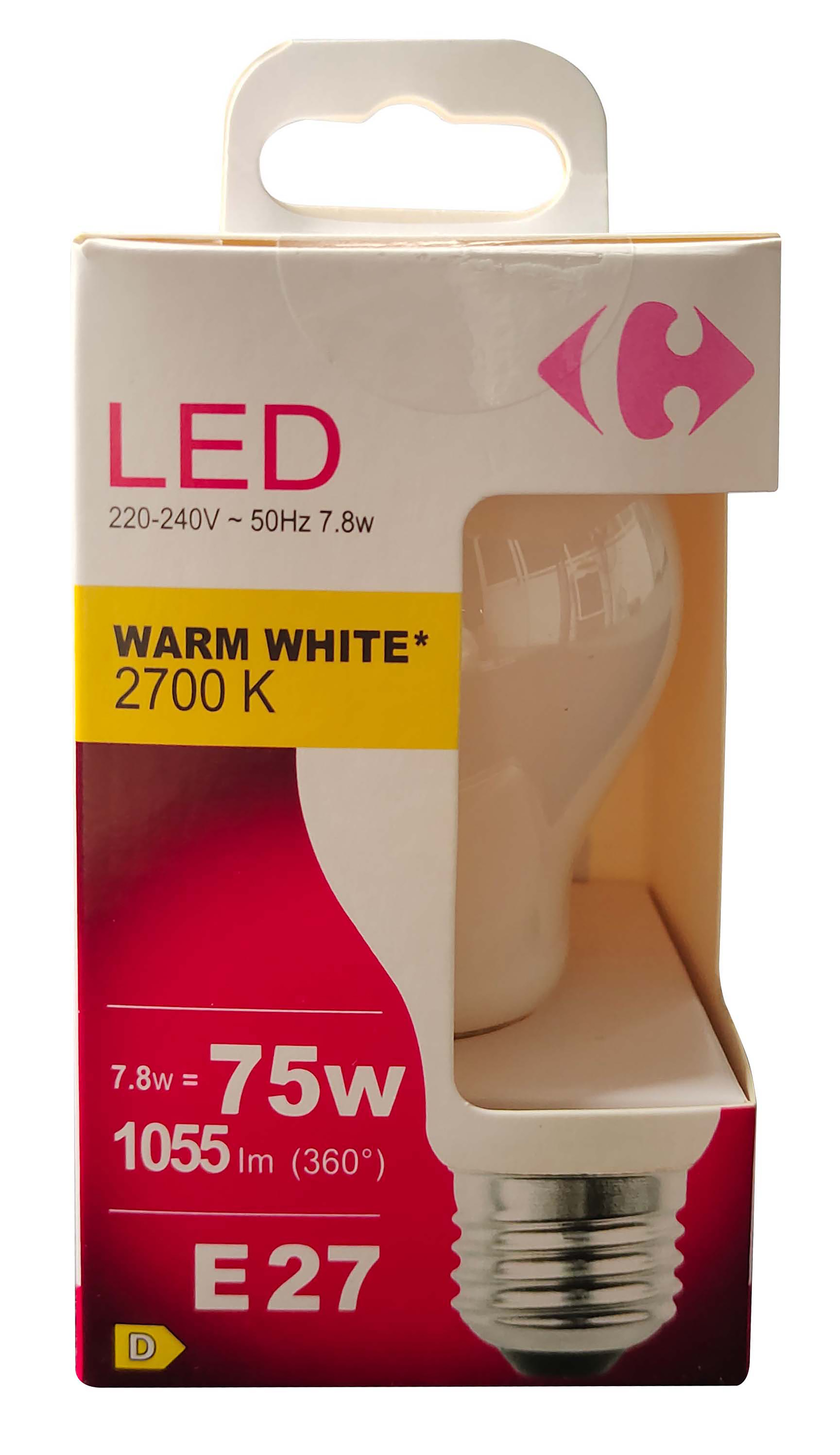 Carrefour Led goccia smerigliata 75W, attacco E27, luce fredda