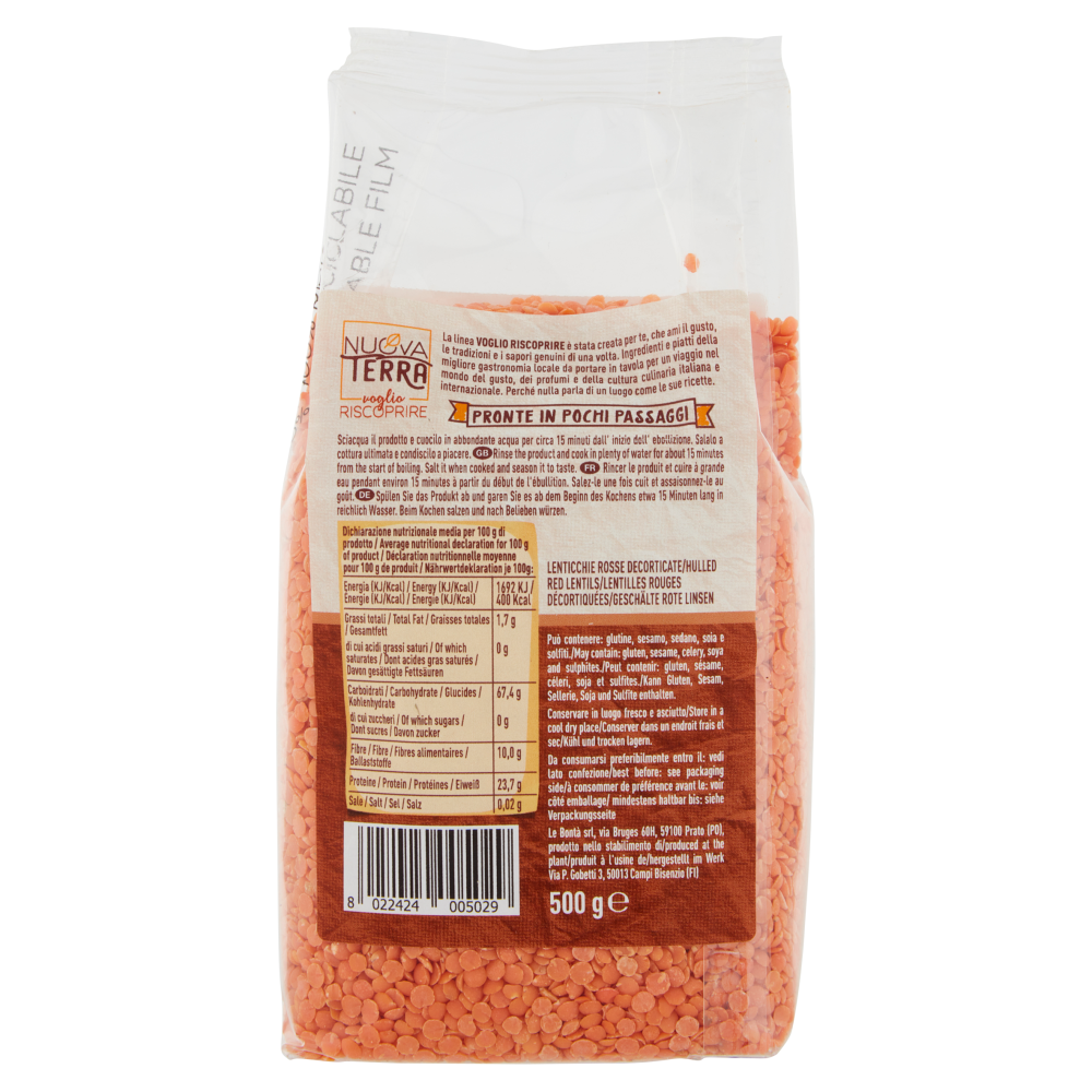 Nuova Terra voglio Riscoprire Lenticchie Rosse Decorticate 500 g