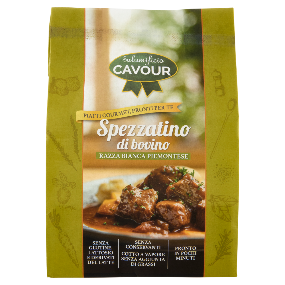 Salumificio Cavour Piatti Gourmet, Pronti per Te Spezzatino di bovino Razza Bianca Piemontese 350 g