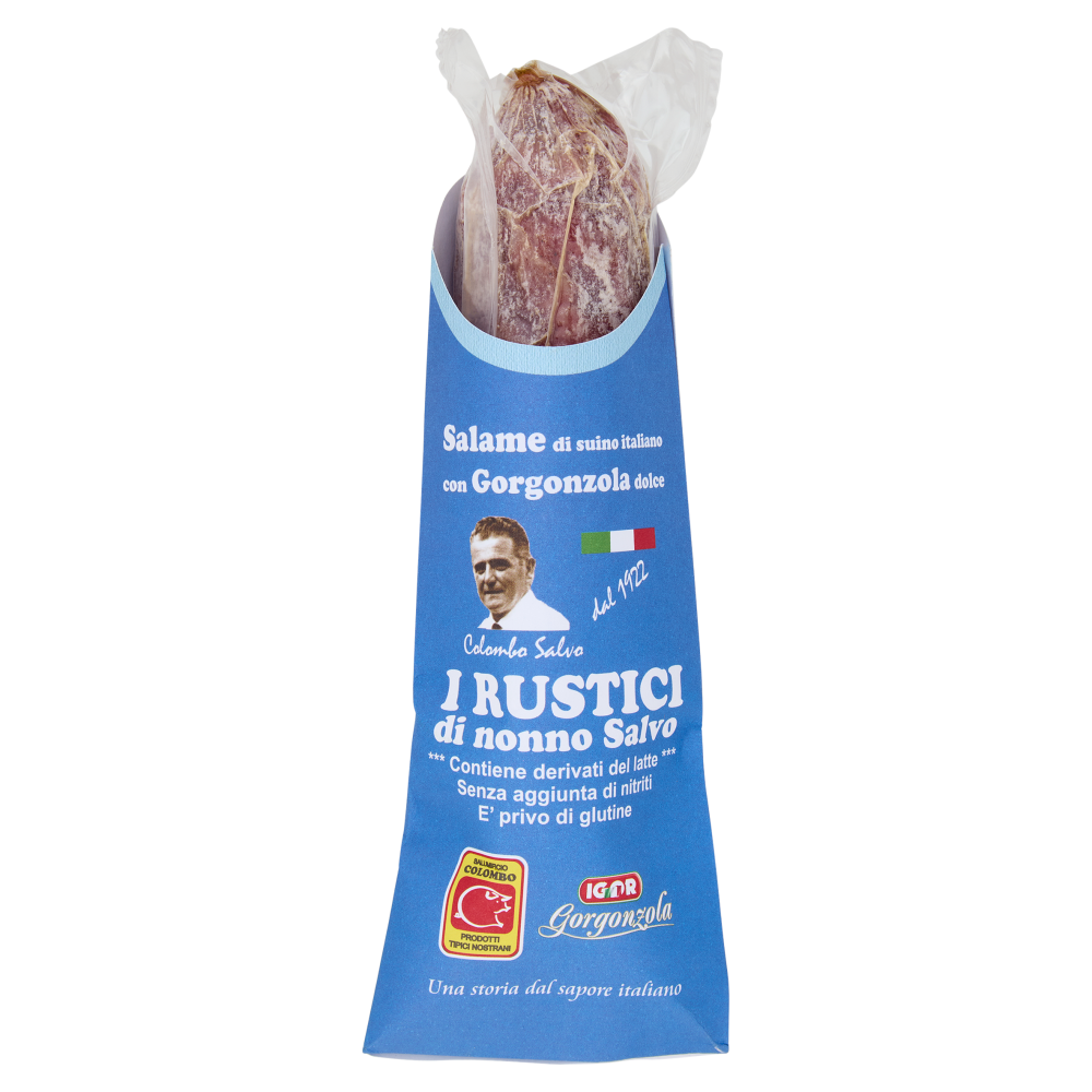 I Rustici di nonno Salvo Salame di suino italiano con Gorgonzola dolce 150 g