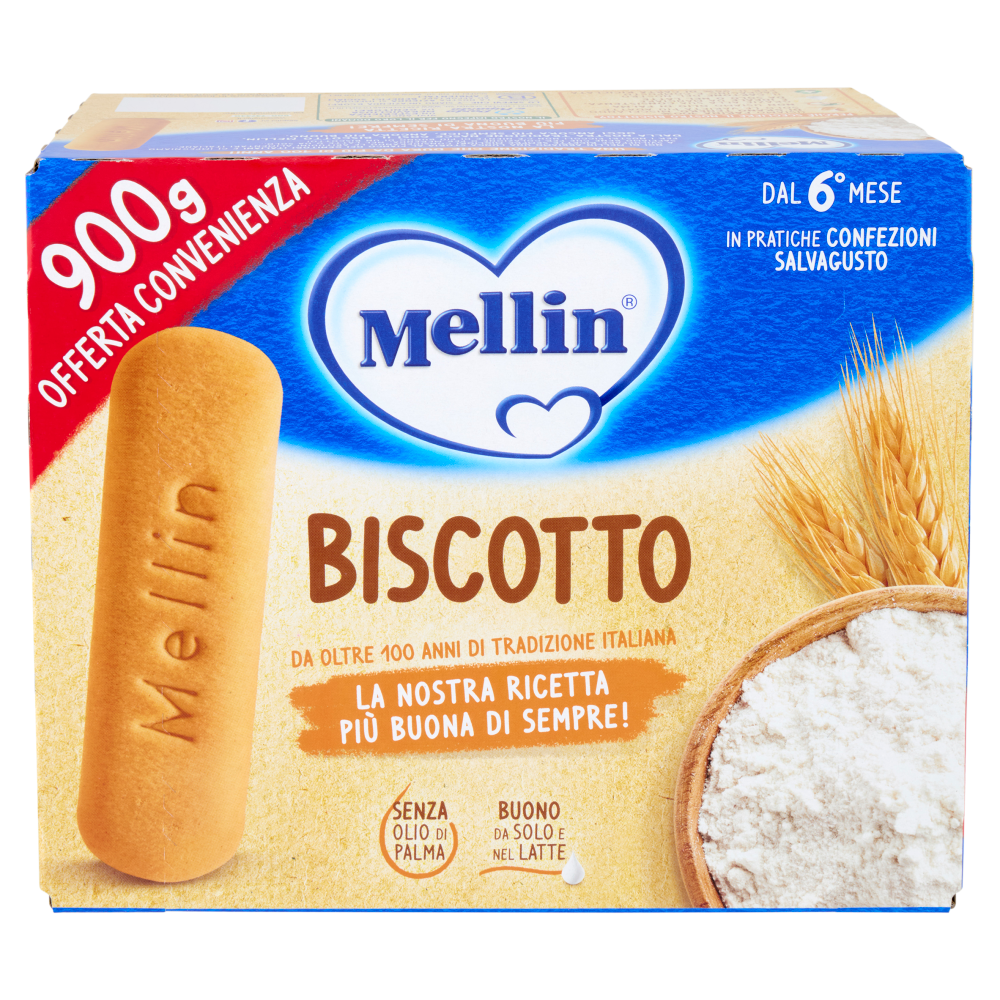 MELLIN Biscotto Classico, a partire dal 6° mese, Senza Olio di Palma, Formato Convenienza, 900g