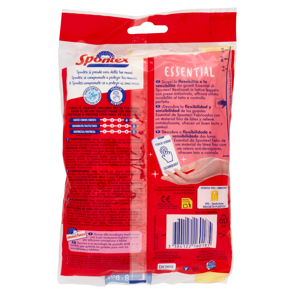 Spontex Guanti Casalinghi Essential 2+2 Taglia L