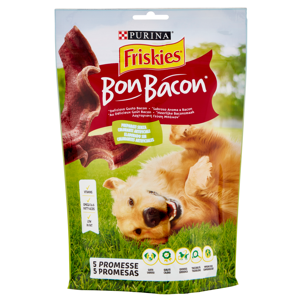 PURINA FRISKIES Bon Bacon Snack cane al gusto di Bacon busta 120 g