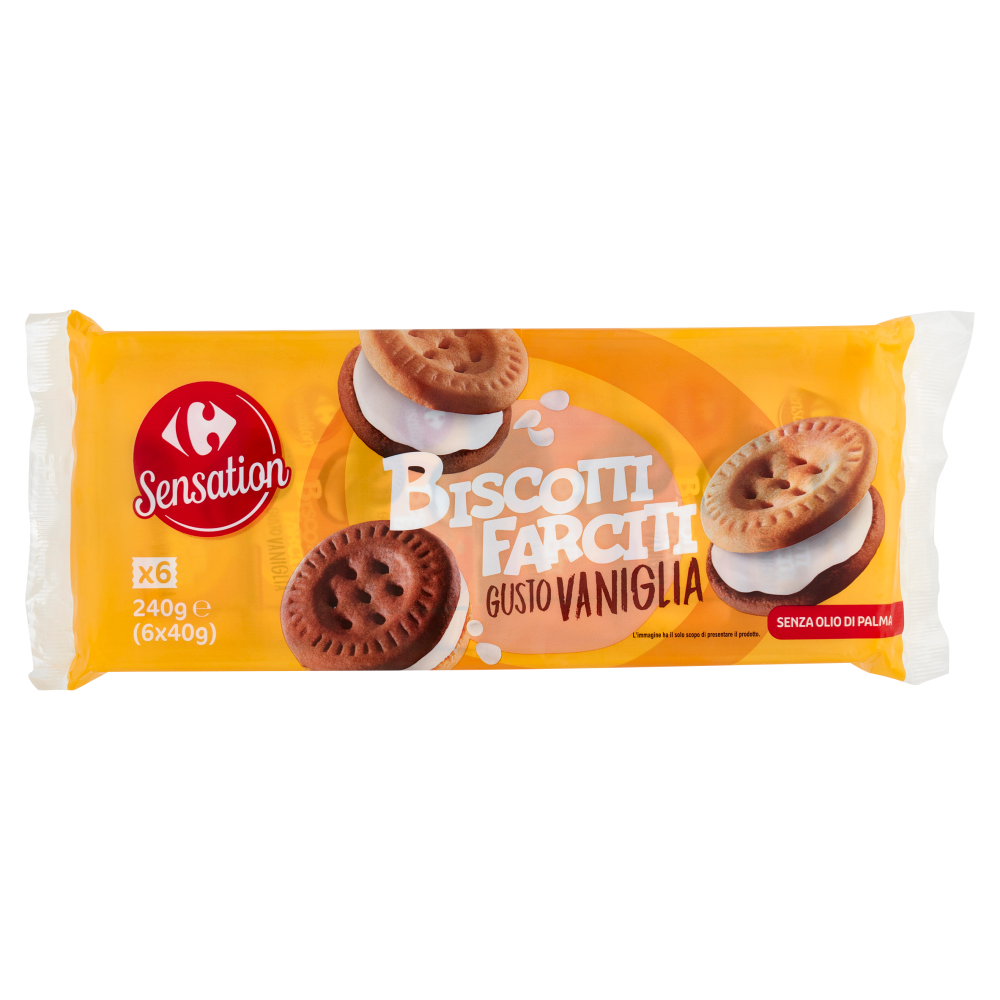 Carrefour Sensation Biscotti Farciti Gusto Vaniglia 6 x 40 g