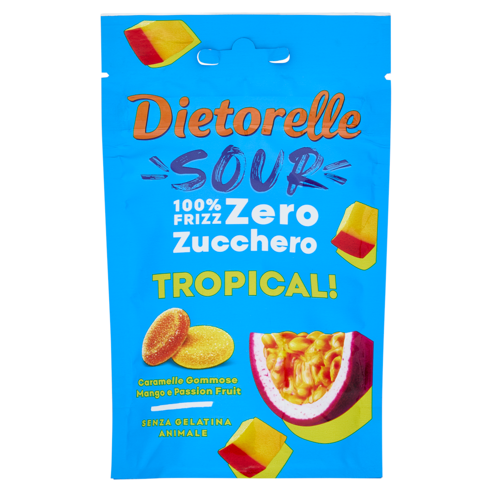 Dietorelle Sour Tropical! Caramelle Gommose Mango e Passion Fruit 70 g