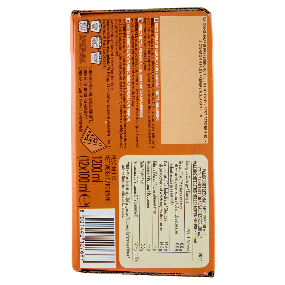 Valfrutta i Triangolini Albicocca Italiana succo e polpa Brik 12 x 100 ml