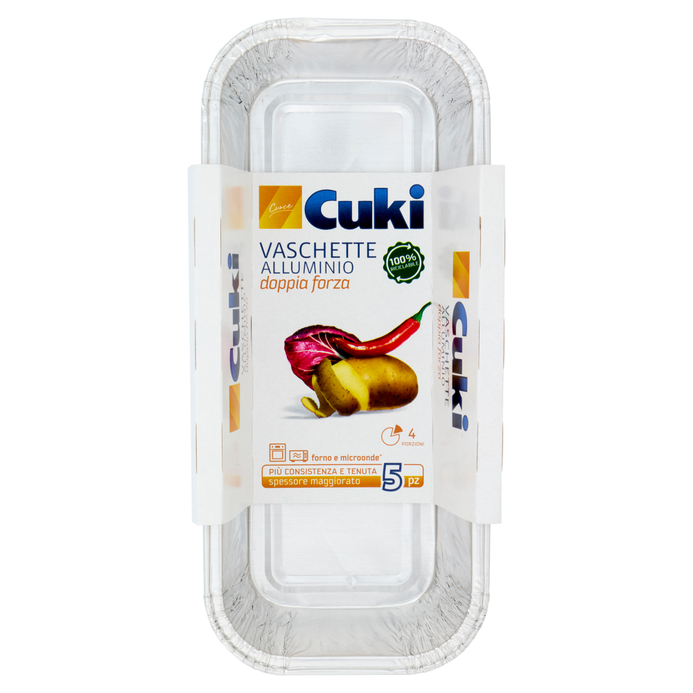 Cuki Cuoce Vaschette Alluminio doppia forza 4 Porzioni 5 pz