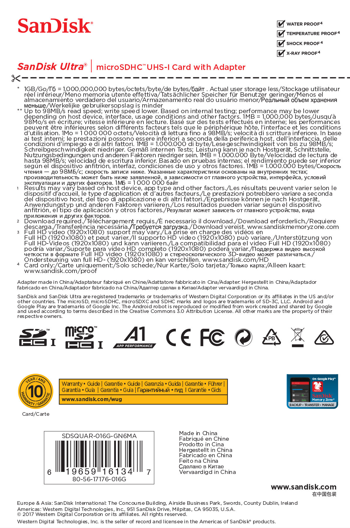 SanDisk Ultra 16 GB MicroSDHC UHS-I Classe 10