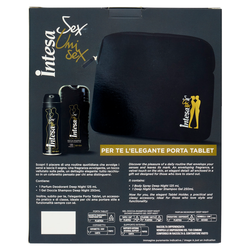 Intesa Sex Unisex Gel Doccia-Shampoo Deep Night 250 mL + Parfum Deodorant Deep Night 125 mL