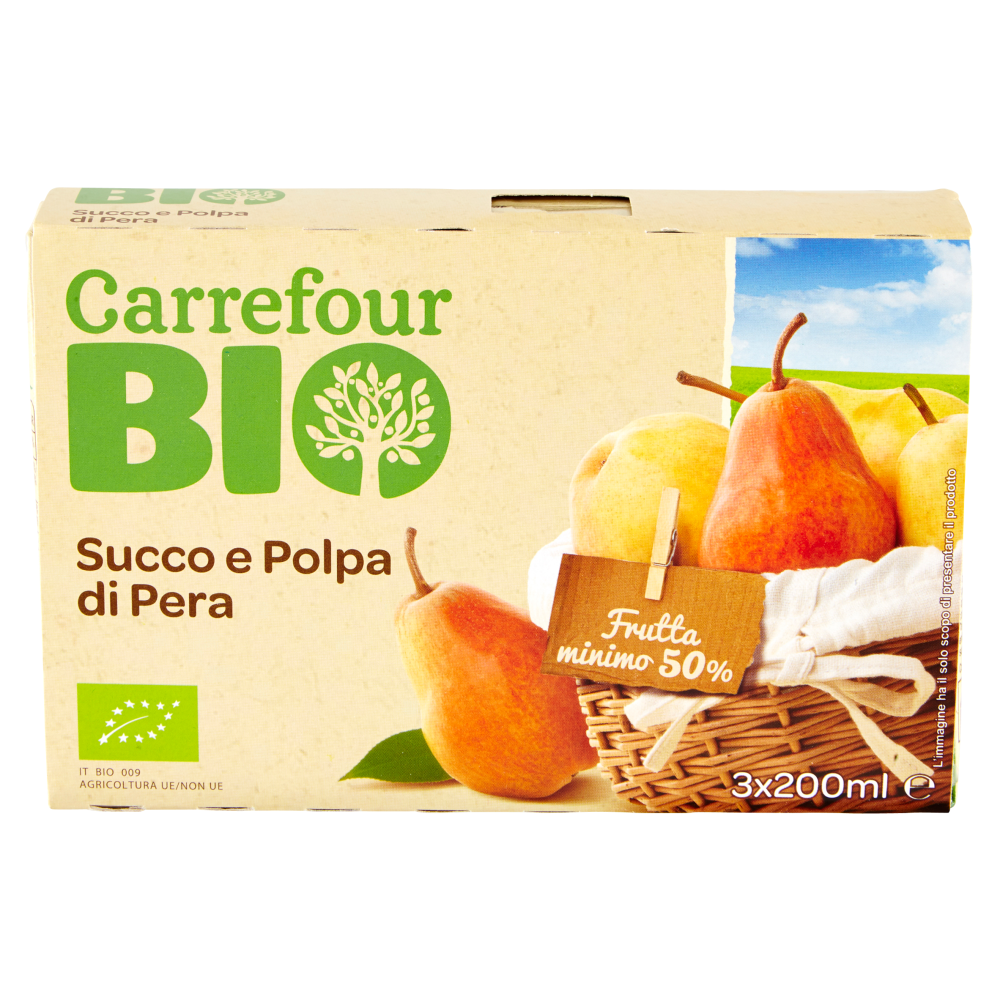 Carrefour Bio Succo e Polpa di Pera 3 x 200 ml