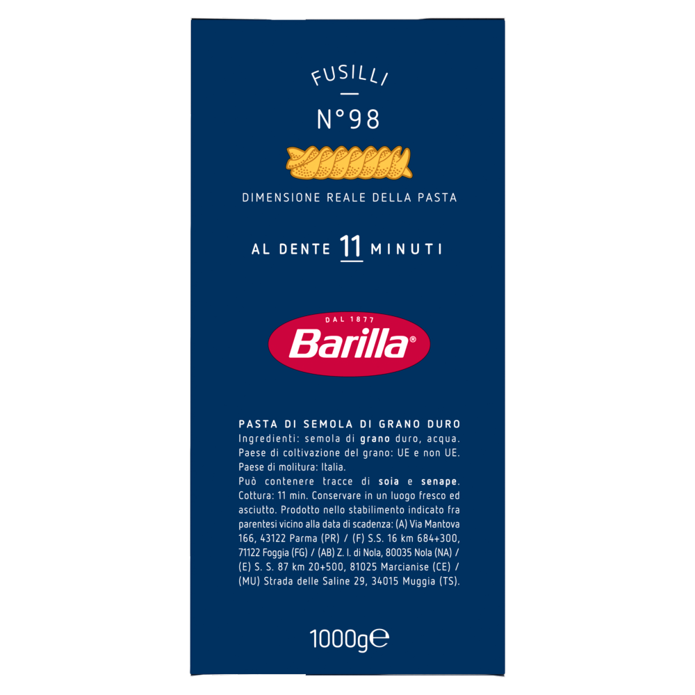 Barilla Pasta Fusilli n.98 1Kg