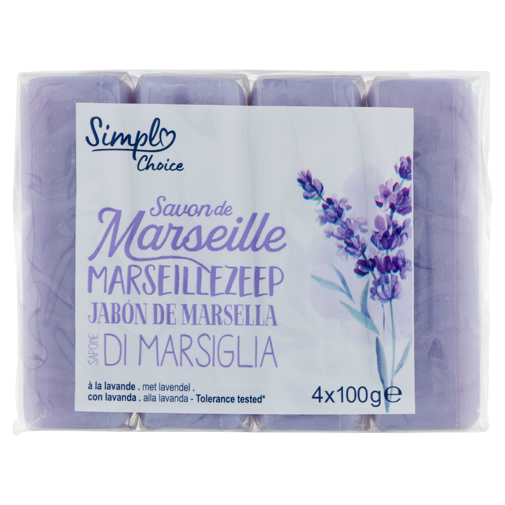 Simply Choice Sapone di Marsiglia con lavanda 4 x 100 g