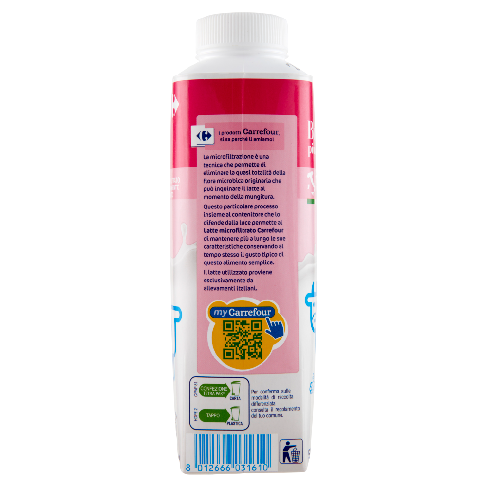Carrefour Bontà più a lungo Latte Microfiltrato Parzialmente Scremato 500 ml