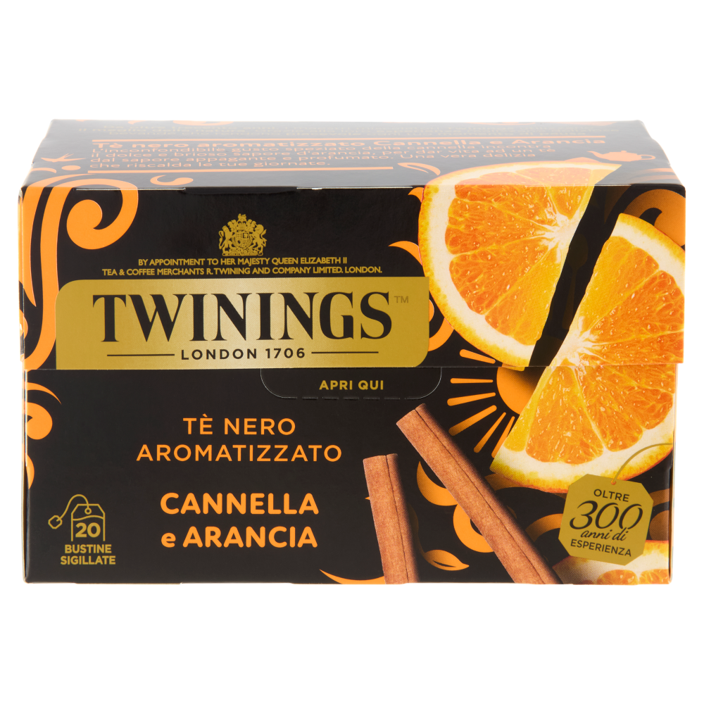 Twinings Cannella e Arancia T&egrave; Nero aromatizzato 20 filtri The 40 g