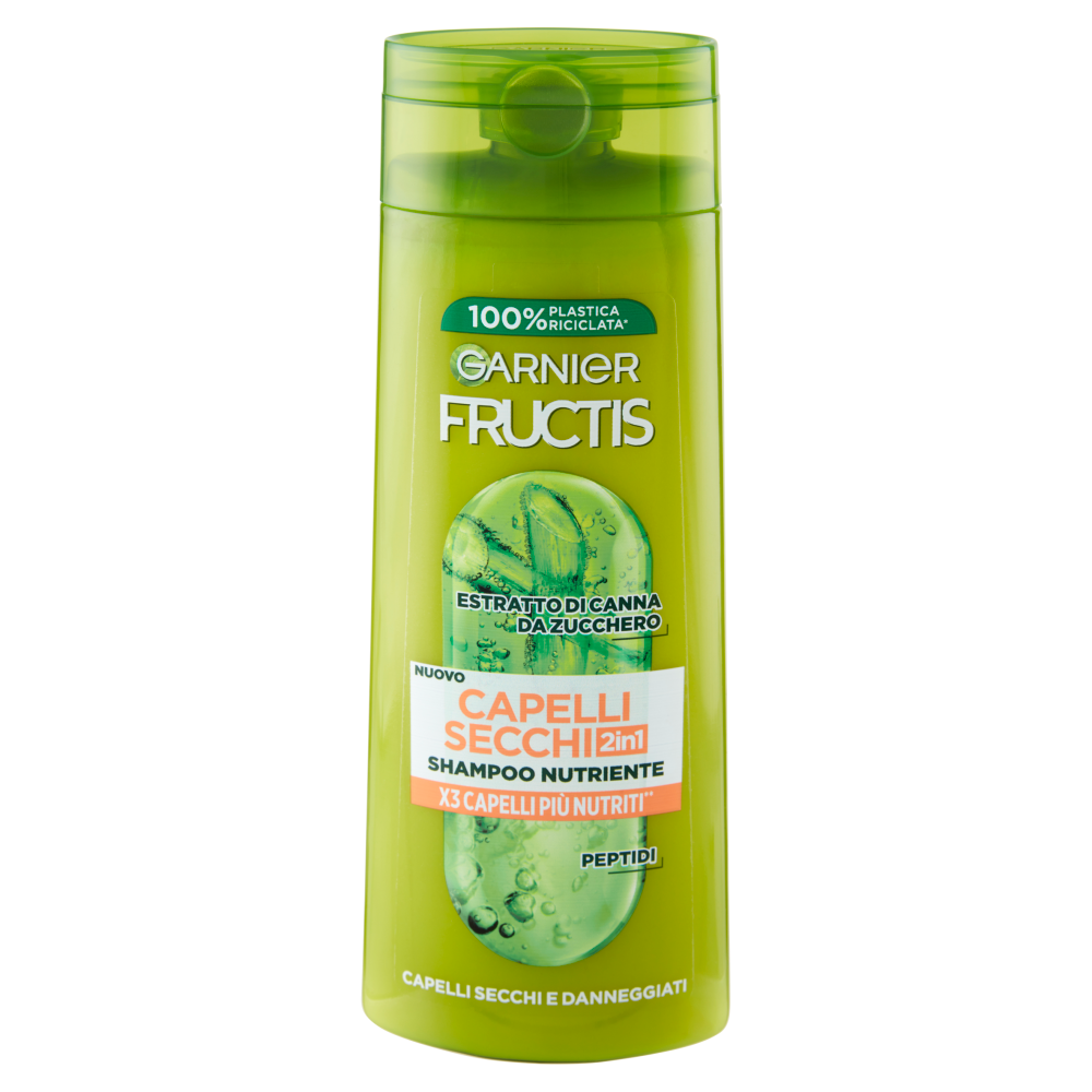 Garnier Fructis Shampoo Capelli Secchi 2in1, shampoo per capelli secchi e danneggiati, 250 ml