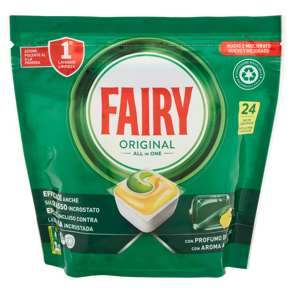 Fairy Pastiglie Lavastoviglie Original, Detersivo Piatti Limone, 24 Capsule 324 g