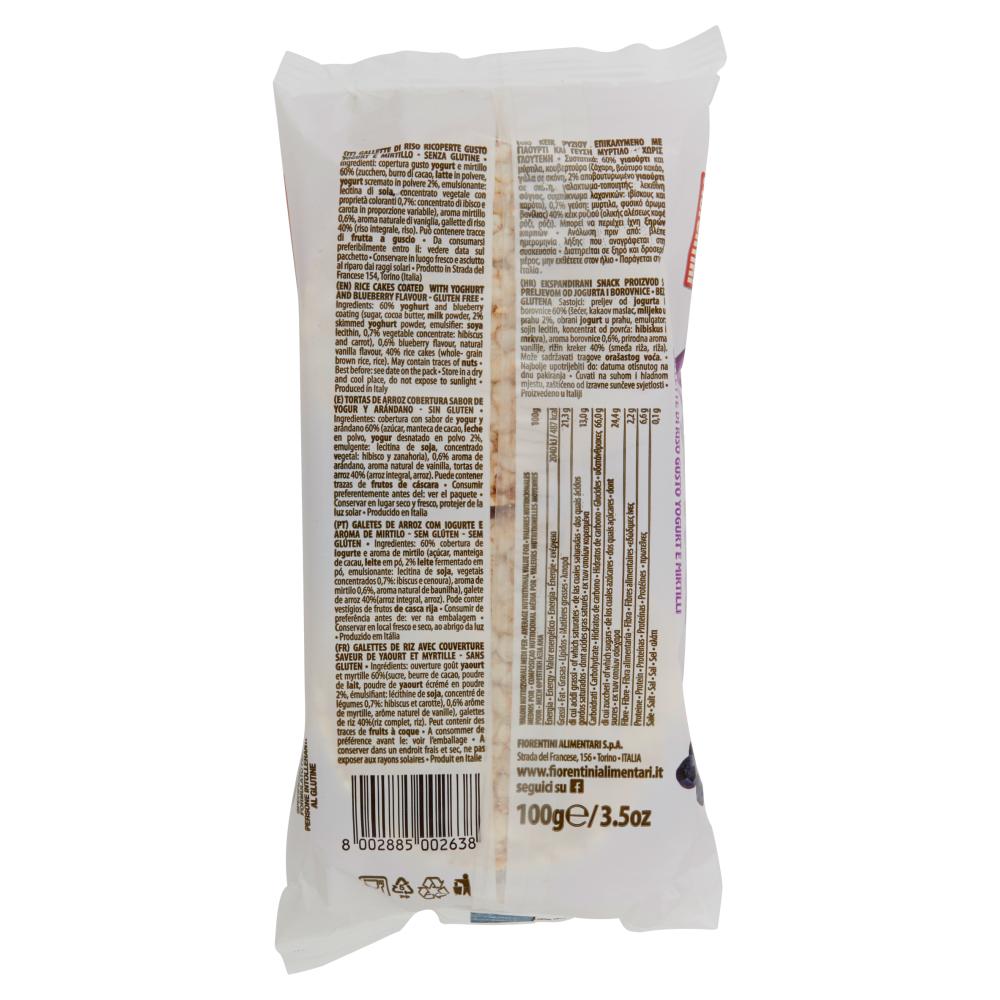 Fiorentini le Originali Yogo Rice Gallette di Riso Yogurt e Mirtillo 100 g