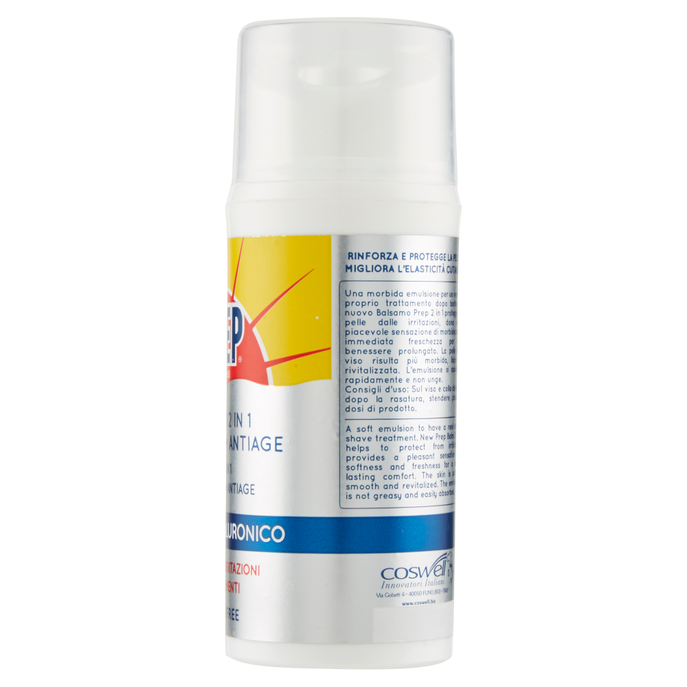 Prep Balsamo 2 in 1 Dopobarba + Antiage con  Acido Ialuronico 80 ml