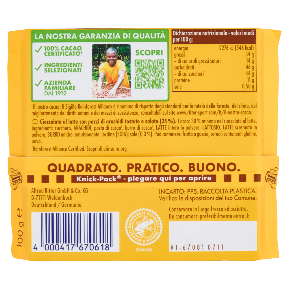 Ritter Sport Special Nuts Arachidi Tostate 100 g