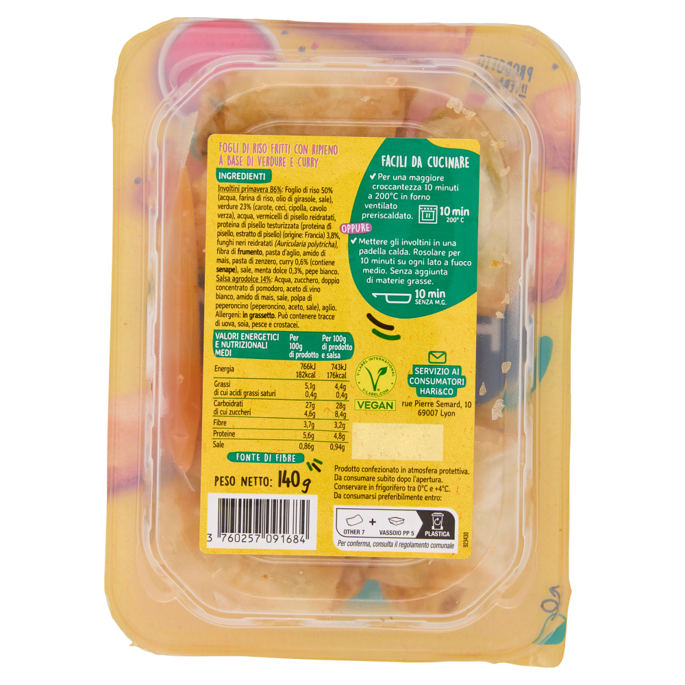 Hari&Co Involtini Primavera Macinato vegetale & Curry + Salsa Agrodolce 140 g