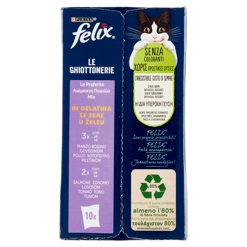 FELIX Le Ghiottonerie le Preferite in Gelatina (Manzo/Pollo & Salmone/Tonno) 10 x 85 g
