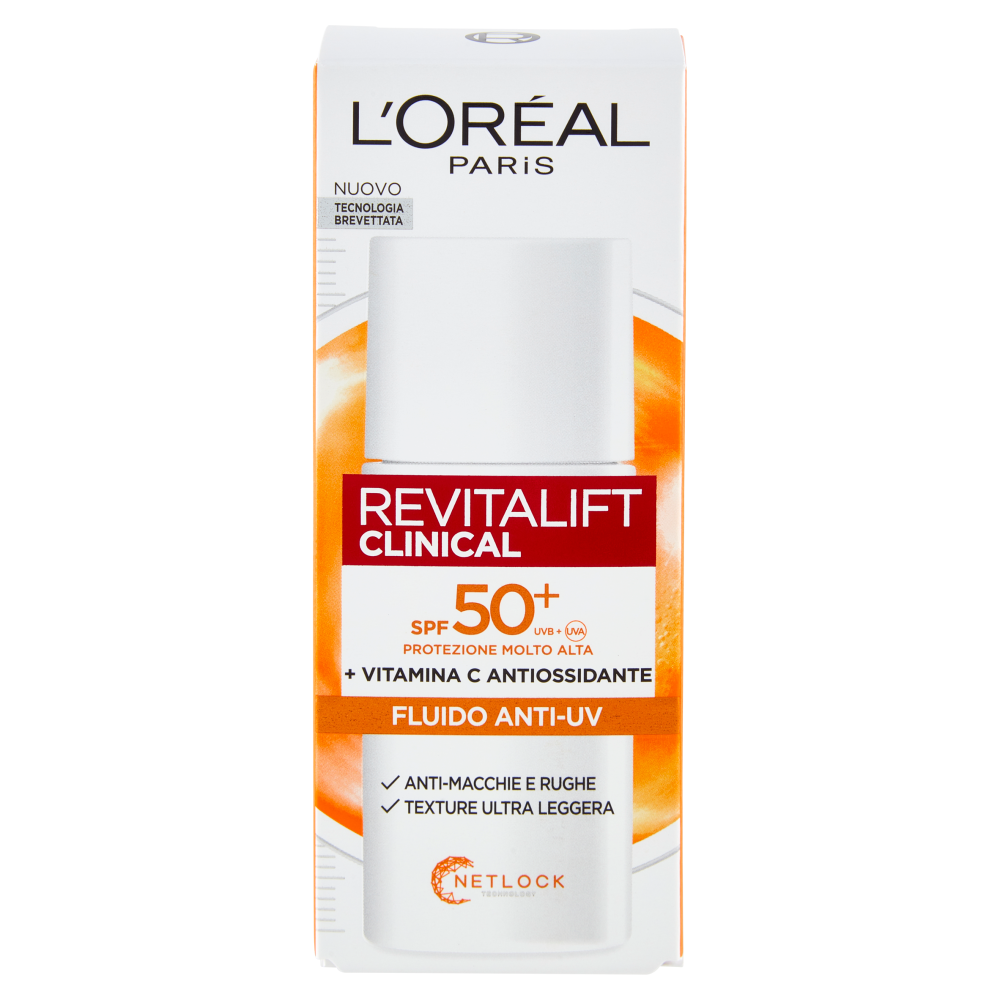 L'Oréal Paris Revitalift Clinical Fluido Anti-UV SPF50+ con Vitamina C Antiossidante 50 ml