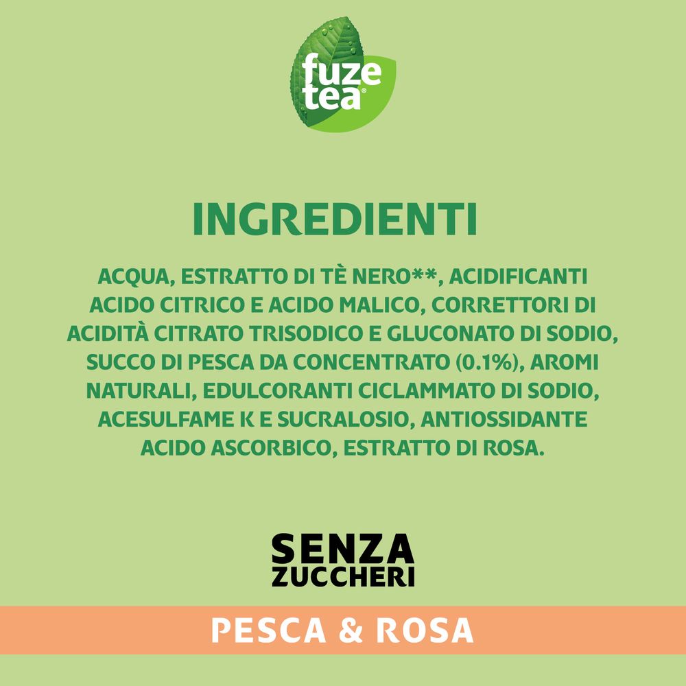 Fuze Tea Senza Zuccheri, Tè Nero Pesca Con Una Nota Di Rosa 1.25L