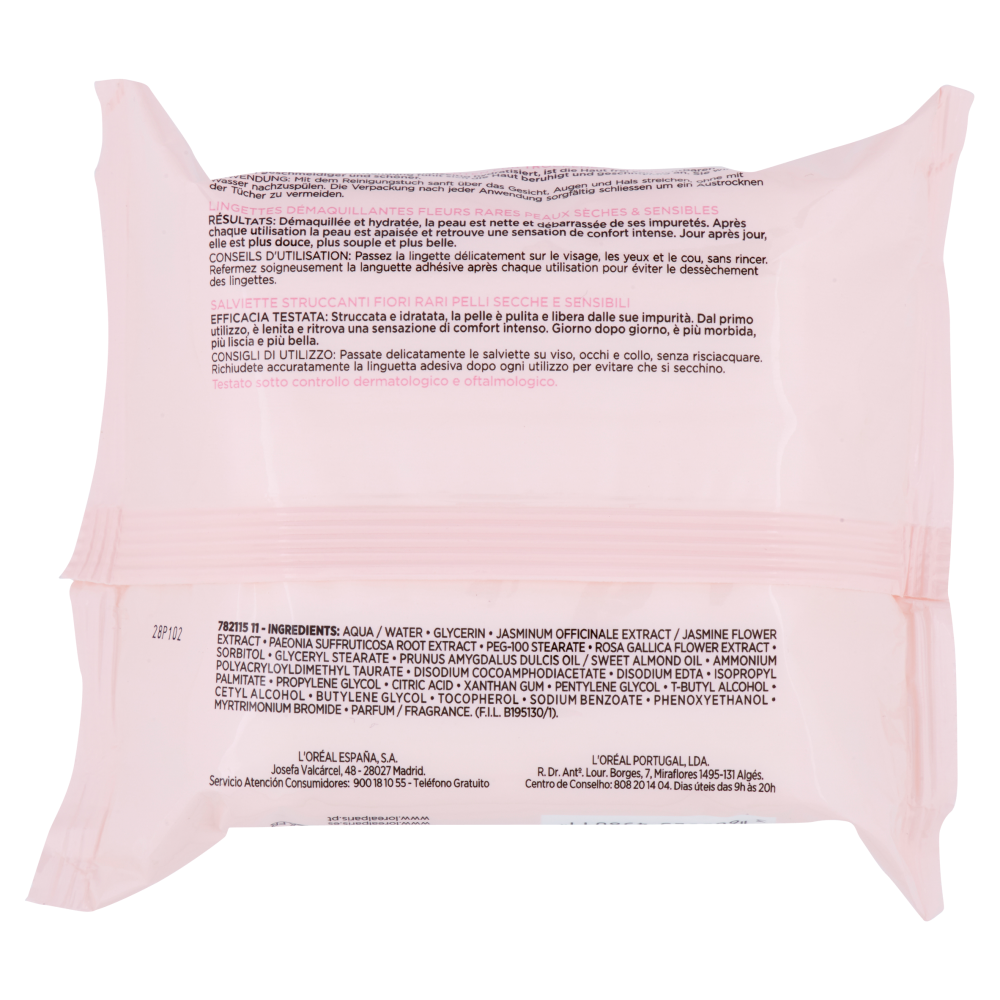 L'Or&eacute;al Paris Fiori Rari - Salviette struccanti viso e occhi per pelli secche e sensibili