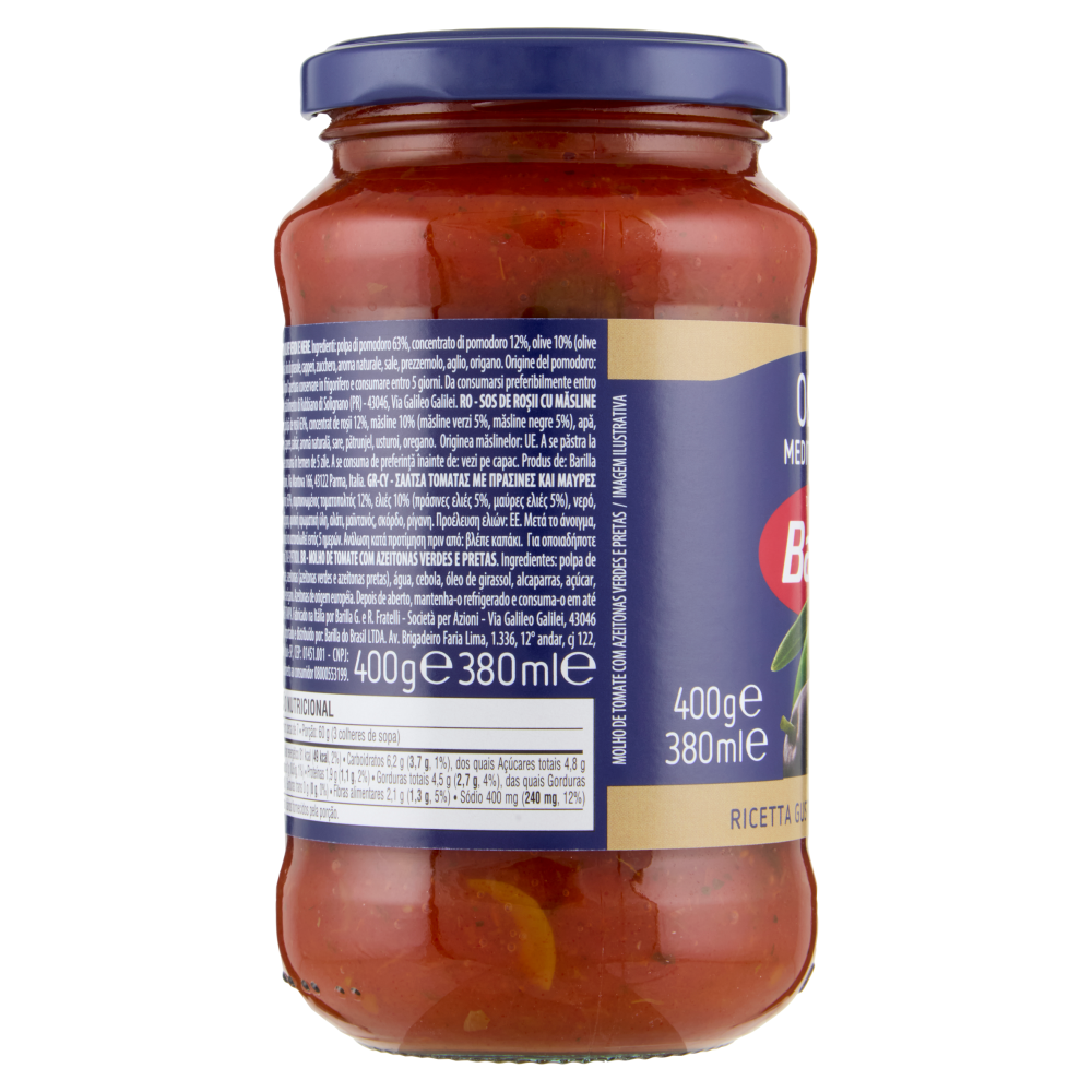 Barilla Sugo Olive 100% Pomodoro Italiano Condimento per Pasta 400g