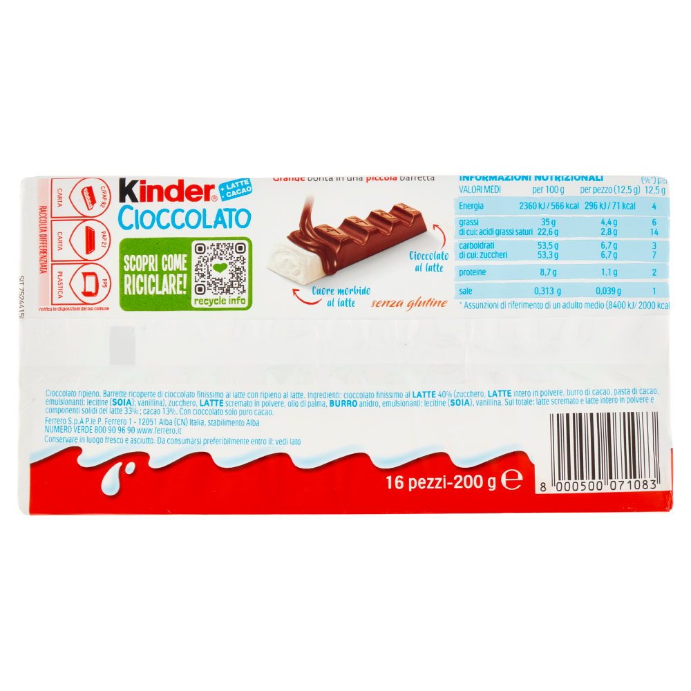 Kinder Cioccolato 16 x 12,5 g Carrefour