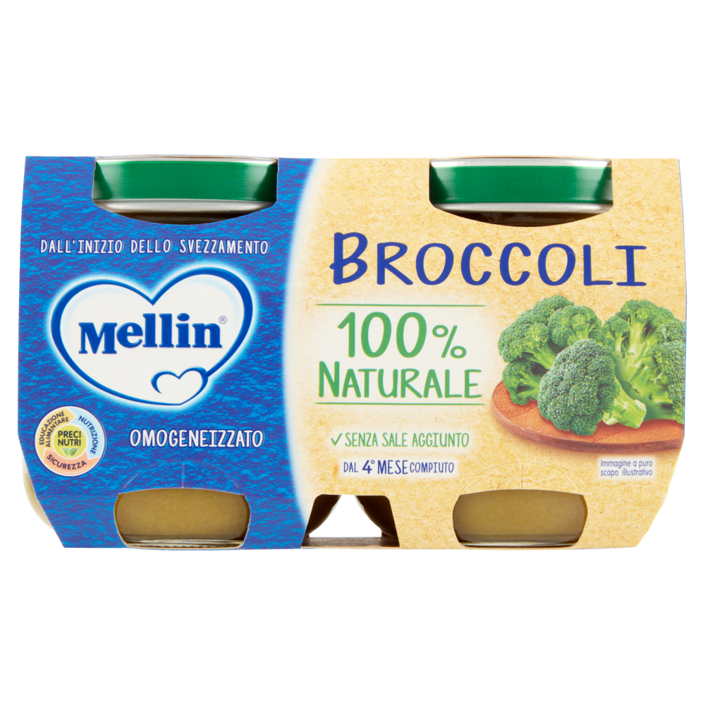 Mellin Broccoli 100% Naturale Omogeneizzato 2 x 125 g
