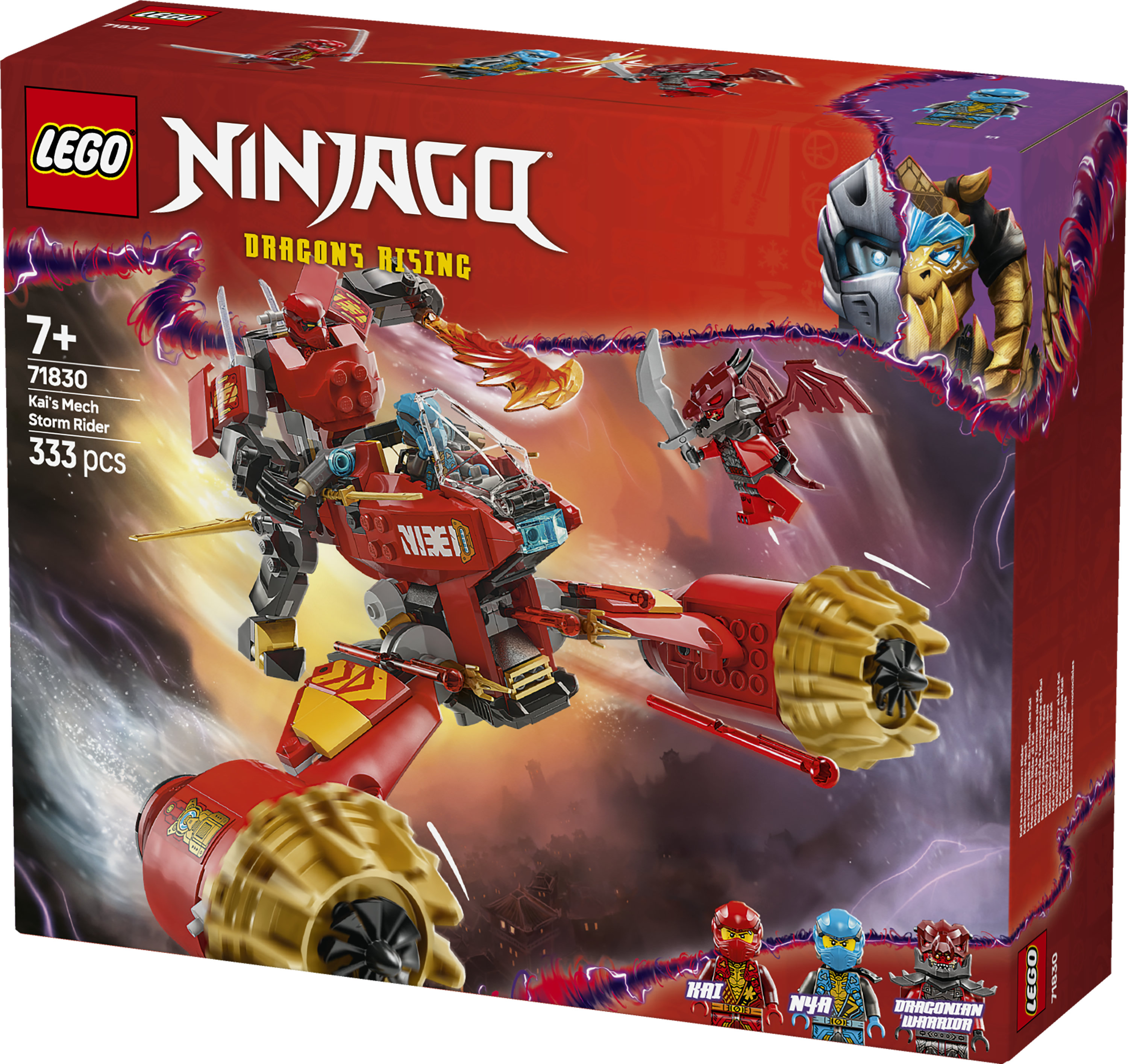 LEGO NINJAGO 71830 Mech Storm Rider di Kai - 2 Veicoli Trasformabili in Figura Snodabile e Moto Giocattolo, Giochi Bambini 7+