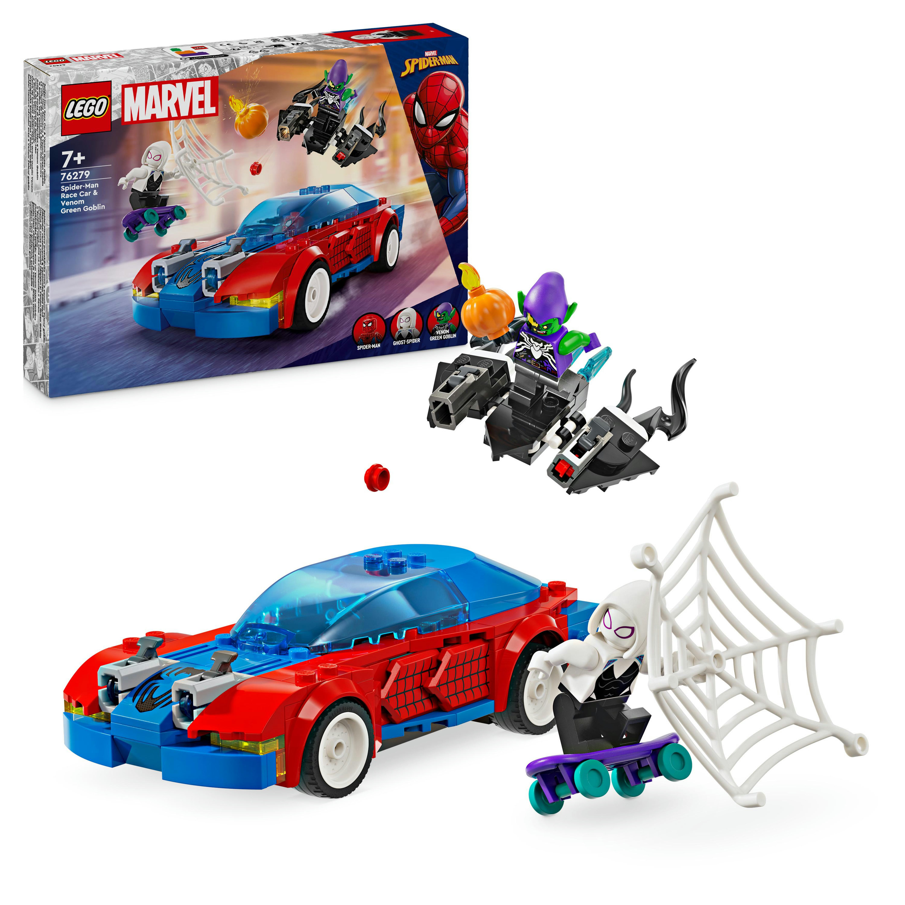 LEGO | Marvel 76279 Auto da Corsa di Spider-Man e Venom Goblin, Gioco per Bambini di 7+ Anni, Veicoli Giocattolo dei Supereroi