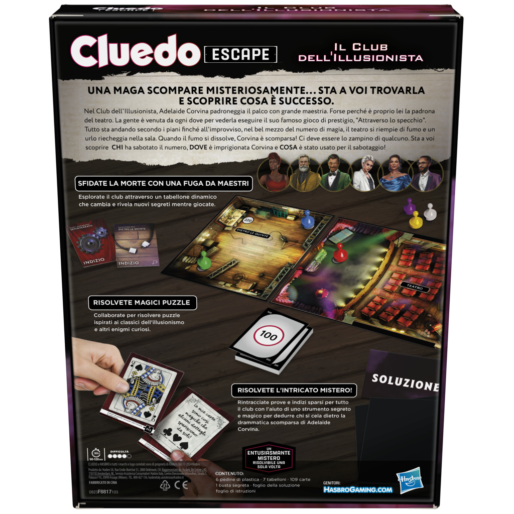 Cluedo Escape - Il Club dell'Illusionista, gioco di mistero in versione Escape Room