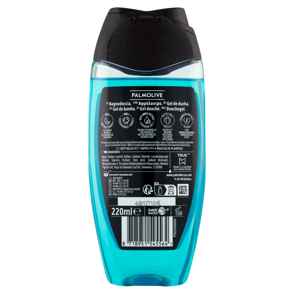 Palmolive bagnoschiuma Men Sport 3 in 1 con oli essenziali 220 ml