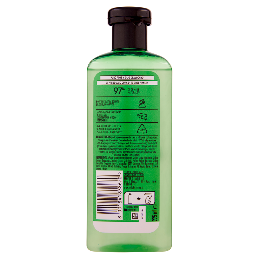 Herbal Essences  Puro Aloe + Olio di Avocado Shampoo senza Solfati 225 ml