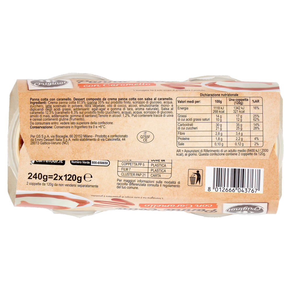 Carrefour Original Panna Cotta con Caramello 2 x 120 g