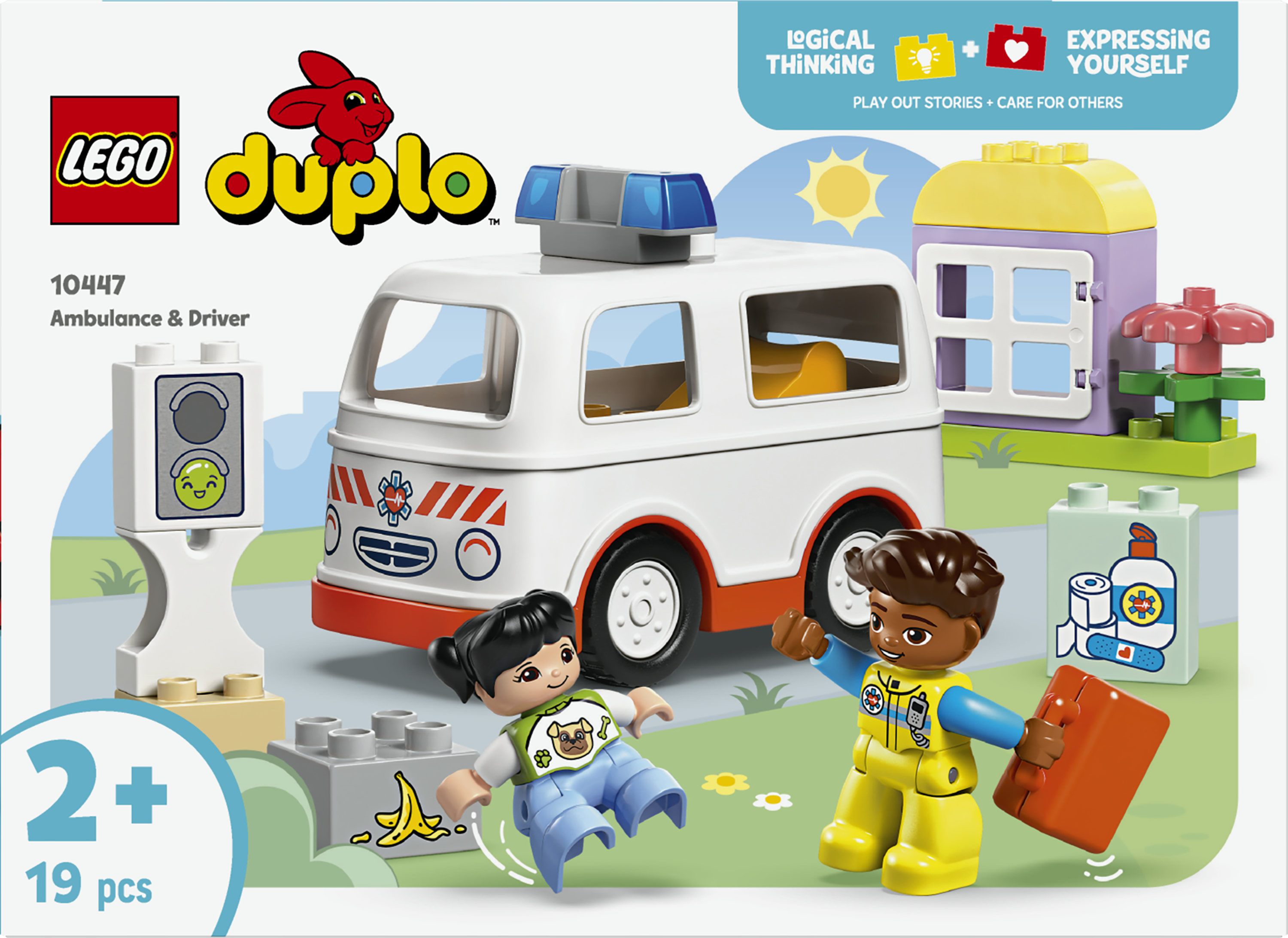 LEGO DUPLO 10447 Ambulanza e Autista, Giocattolo Educativo per Bambini 2+, Giochi Didattici di Sviluppo Abilit&agrave; Socio-Emotive