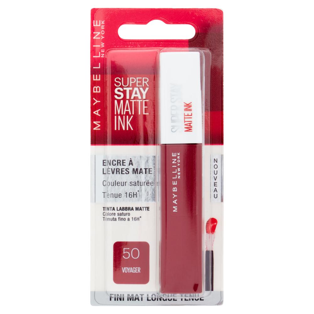 Maybelline New York Tinta Labbra SuperStay Matte Ink, Rossetto Liquido a Lunga Tenuta, 50 Voyager