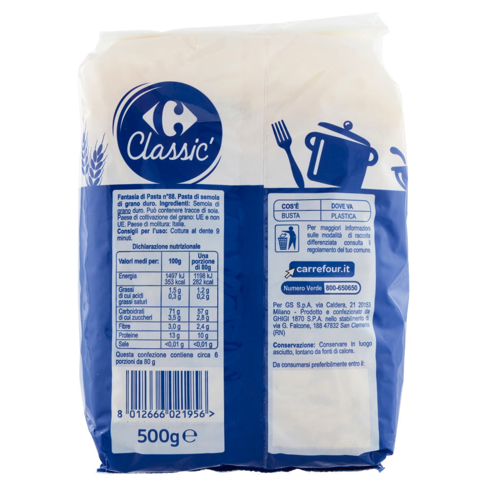 Carrefour Classic Fantasia di Pasta N.88 500 g